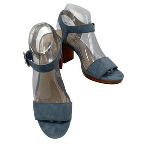 FRYE Blake 2 Piece DustyBlue Leather Career Casual Date Night Heeled Sandal  8.5
